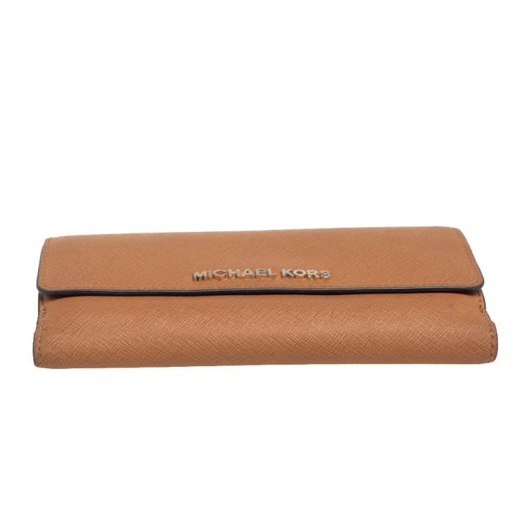 Pre Owned Michael Kors Tan Leather Continental Wallet