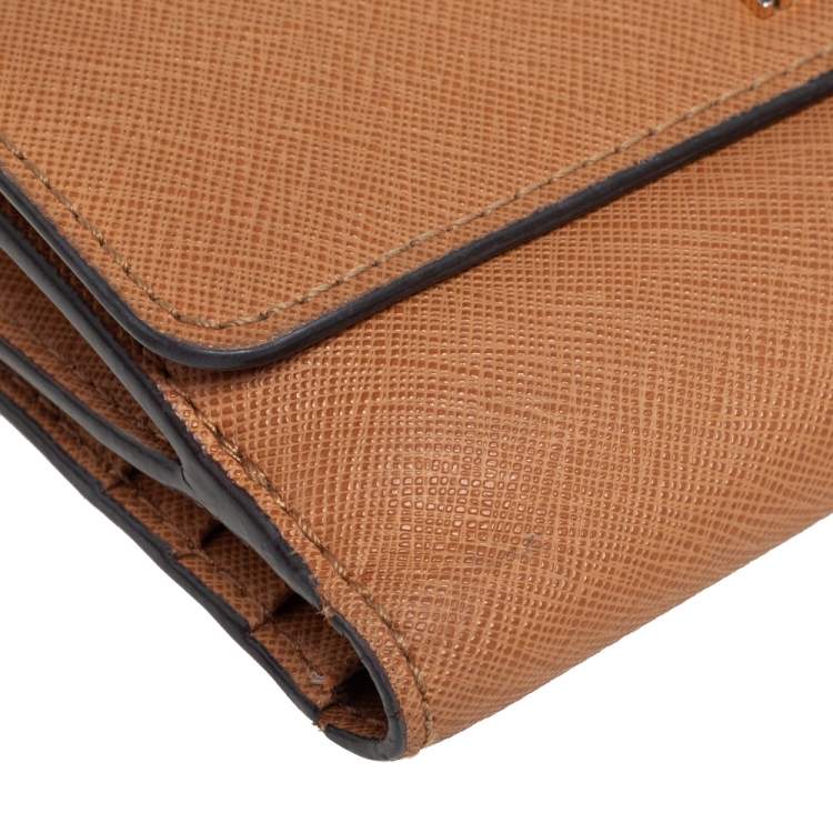 Pre Owned Michael Kors Tan Leather Continental Wallet