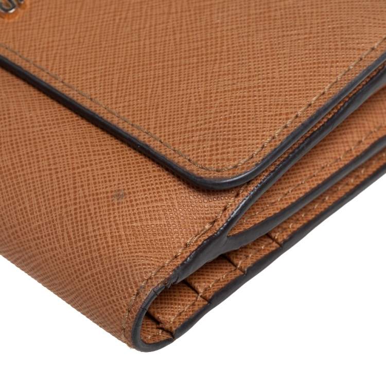 Pre Owned Michael Kors Tan Leather Continental Wallet