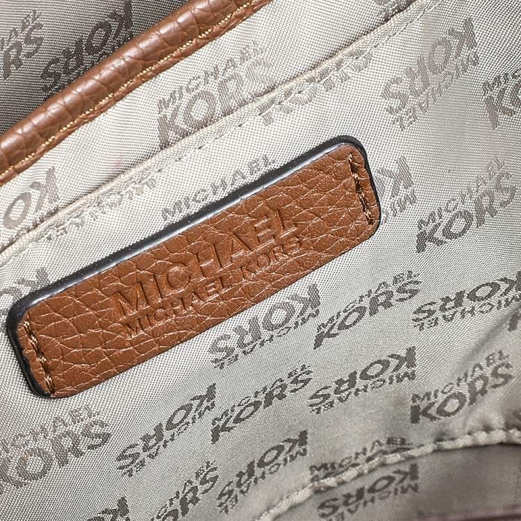 مملوكة مسبقًا MICHAEL Michael Kors Brown Signature Coated Canvas And Leather Studded Jet Set Backpack