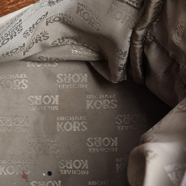 مملوكة مسبقًا MICHAEL Michael Kors Brown Signature Coated Canvas And Leather Studded Jet Set Backpack