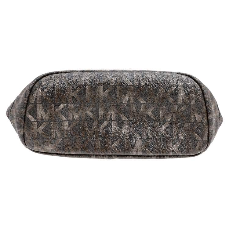 مملوكة مسبقًا MICHAEL Michael Kors Brown Signature Coated Canvas And Leather Studded Jet Set Backpack