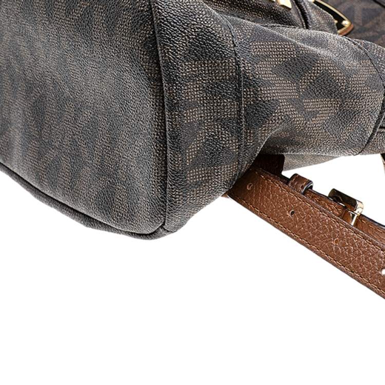 مملوكة مسبقًا MICHAEL Michael Kors Brown Signature Coated Canvas And Leather Studded Jet Set Backpack