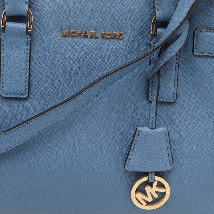 Pre Owned MICHAEL Michael Kors Blue Saffiano Leather Dillon Shoulder Bag
