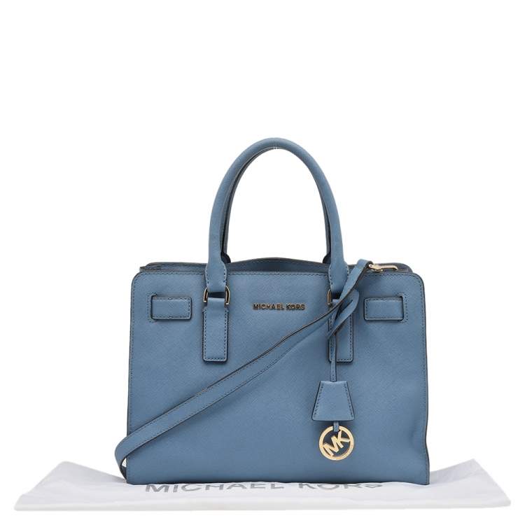 Pre Owned MICHAEL Michael Kors Blue Saffiano Leather Dillon Shoulder Bag