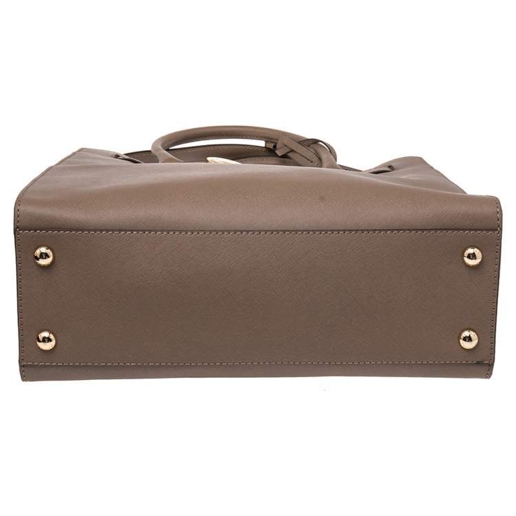 Pre Owned MICHAEL Michael Kors Beige Leather Large Hamilton North South Tote