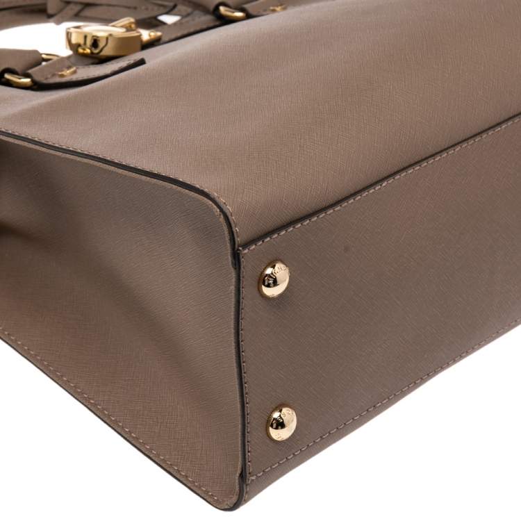 Pre Owned MICHAEL Michael Kors Beige Leather Large Hamilton North South Tote