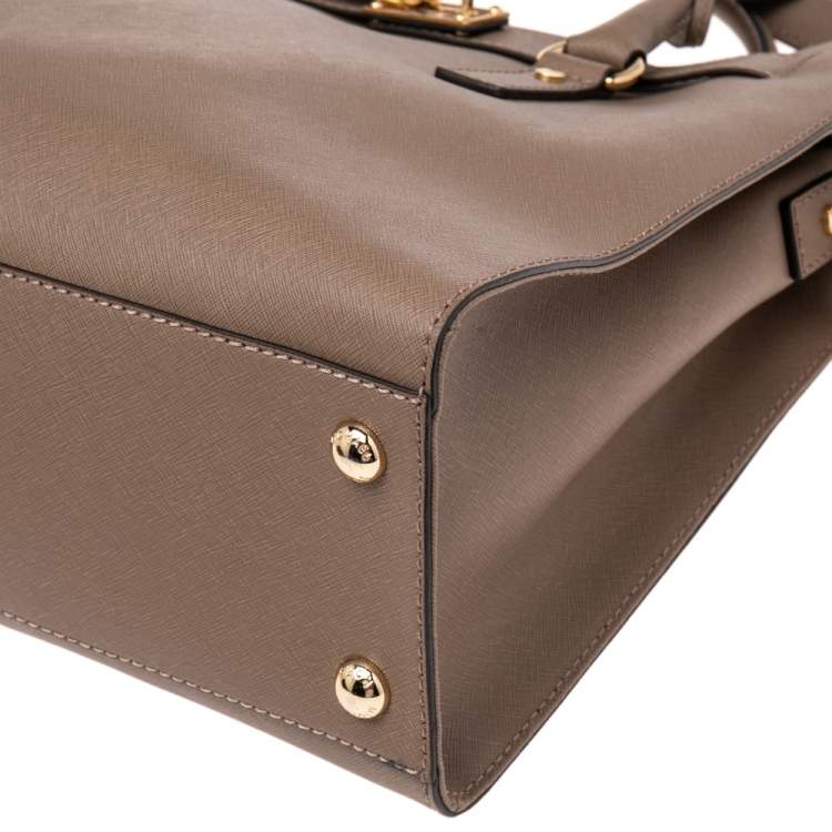 Pre Owned MICHAEL Michael Kors Beige Leather Large Hamilton North South Tote