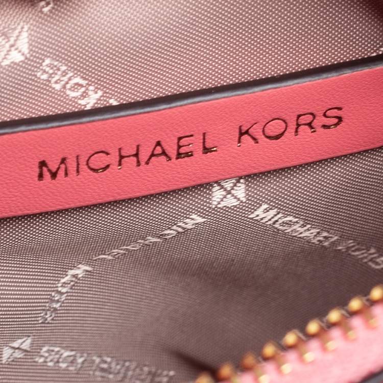 Pre Owned Michael Kors Peach Croc Embossed Leather Mercer Tote