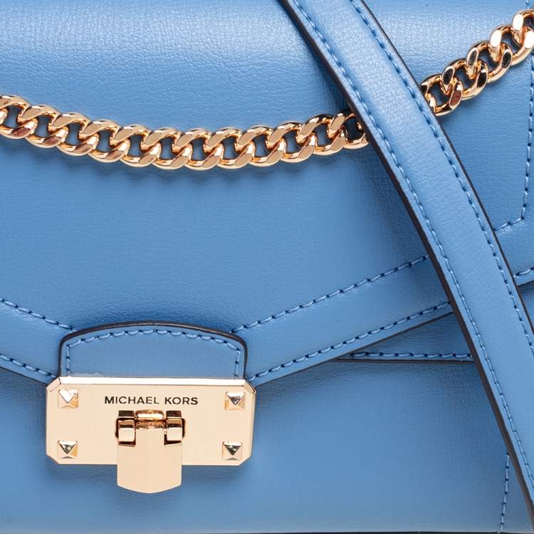 Pre Owned Michael Kors Blue Leather Kinsley Shoulder bag