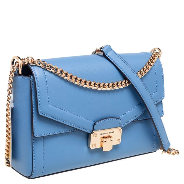Pre Owned Michael Kors Blue Leather Kinsley Shoulder bag
