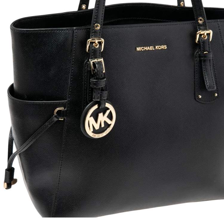 Pre Owned Michael Kors Black Leather Voyager Tote