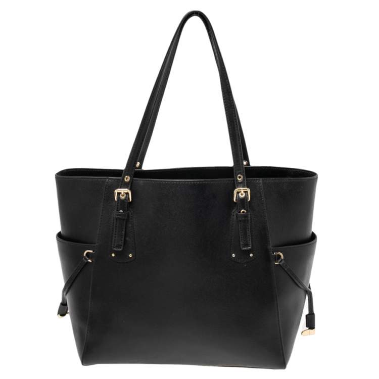 Pre Owned Michael Kors Black Leather Voyager Tote