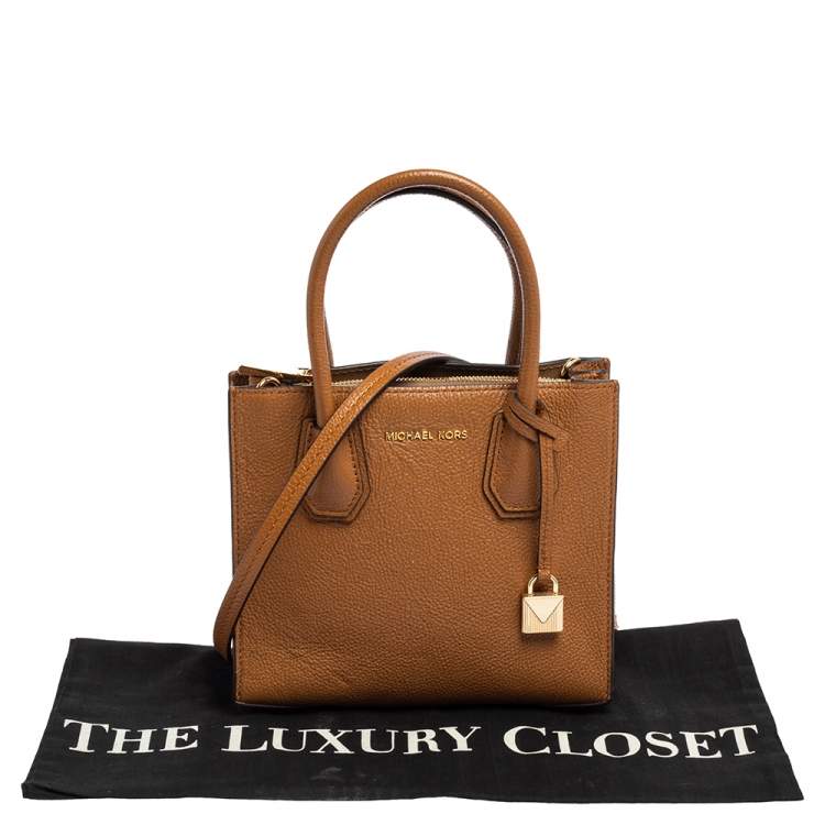 Pre Owned Michael Kors Brown Leather Mini Mercer Tote