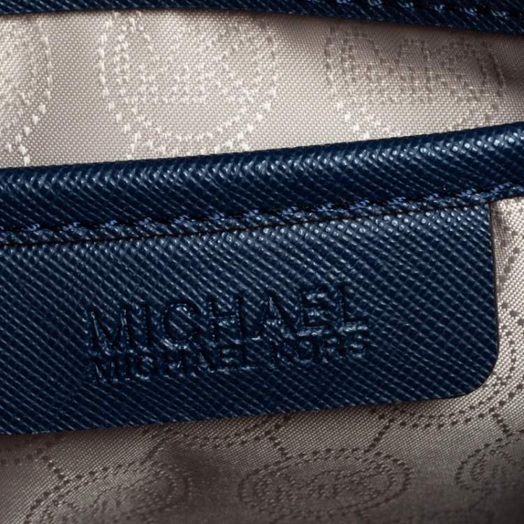 Pre Owned Michael Kors Blue Saffiano Leather Jet Set Travel Tote