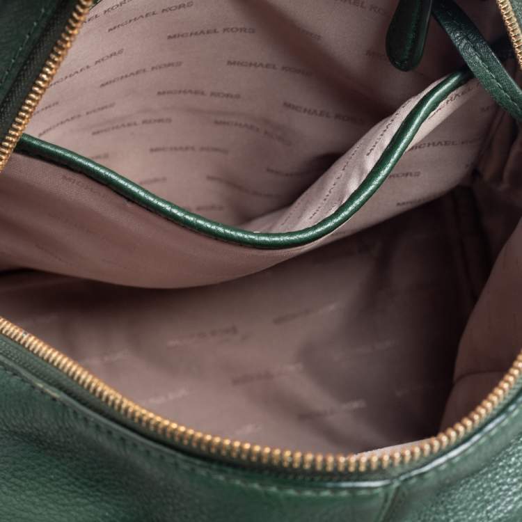 Pre Owned Michael Kors Green Leather Rhea Zip Backpack