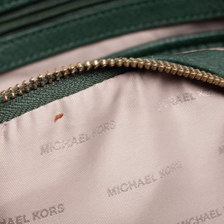 Pre Owned Michael Kors Green Leather Rhea Zip Backpack
