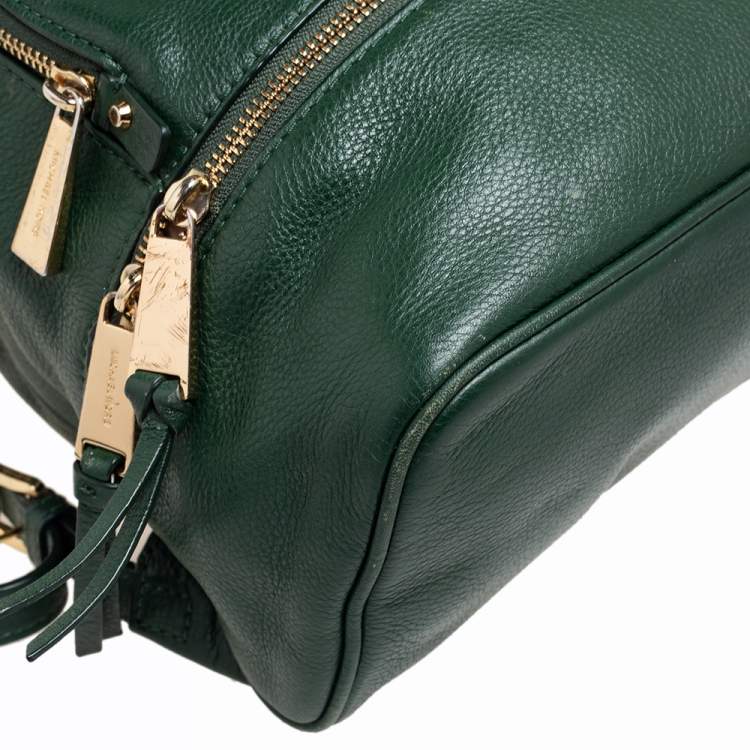 Pre Owned Michael Kors Green Leather Rhea Zip Backpack