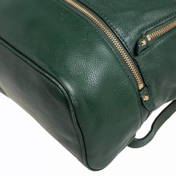 Pre Owned Michael Kors Green Leather Rhea Zip Backpack