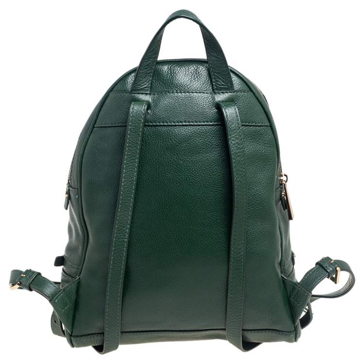 Pre Owned Michael Kors Green Leather Rhea Zip Backpack