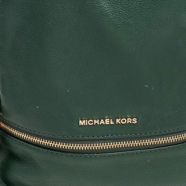 Pre Owned Michael Kors Green Leather Rhea Zip Backpack