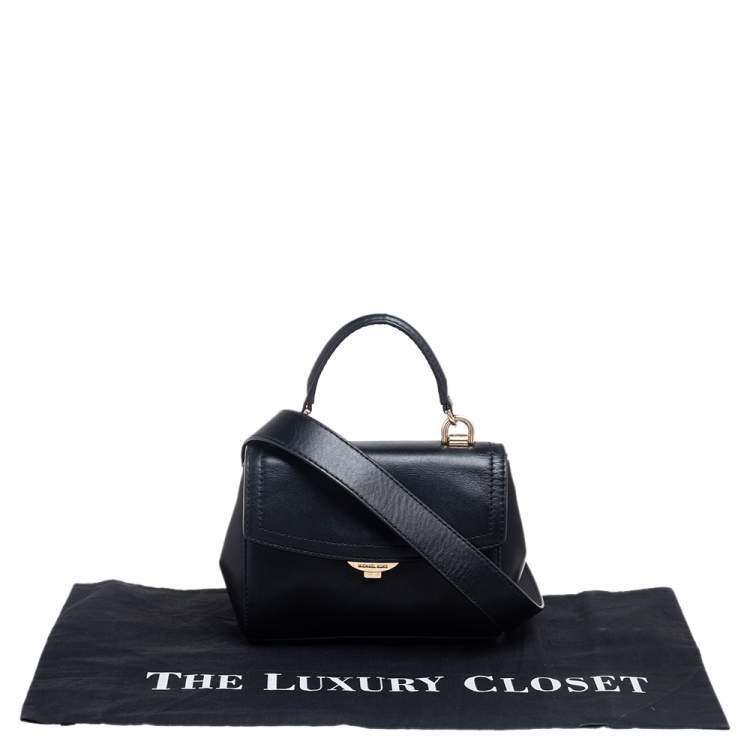 Pre Owned Michael Kors Black Leather Ava Top Handle Bag