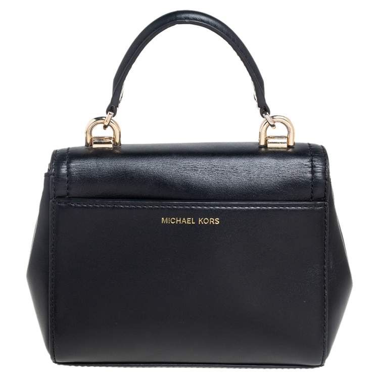 Pre Owned Michael Kors Black Leather Ava Top Handle Bag
