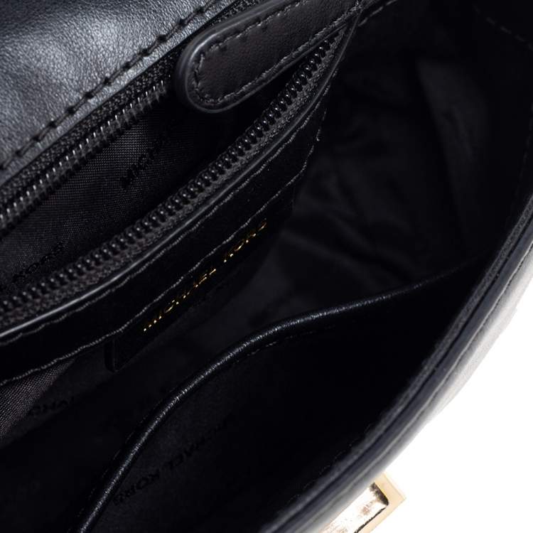 Pre Owned Michael Kors Black Leather Ava Top Handle Bag