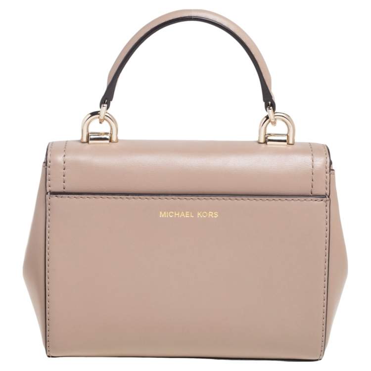 Pre Owned Michael Kors Beige Leather Ava Top Handle Bag
