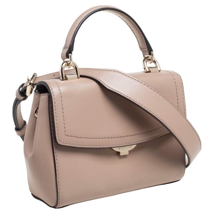 Pre Owned Michael Kors Beige Leather Ava Top Handle Bag