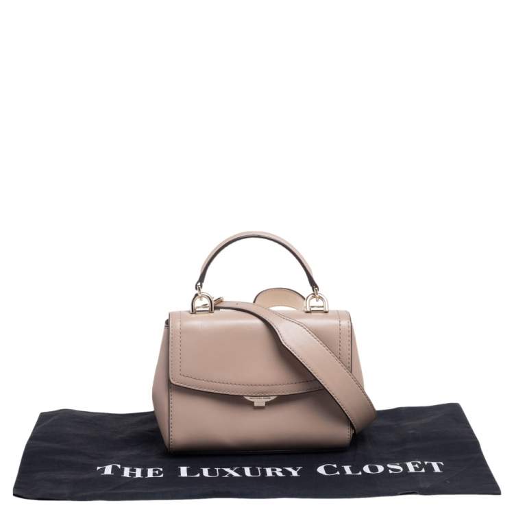 Pre Owned Michael Kors Beige Leather Ava Top Handle Bag