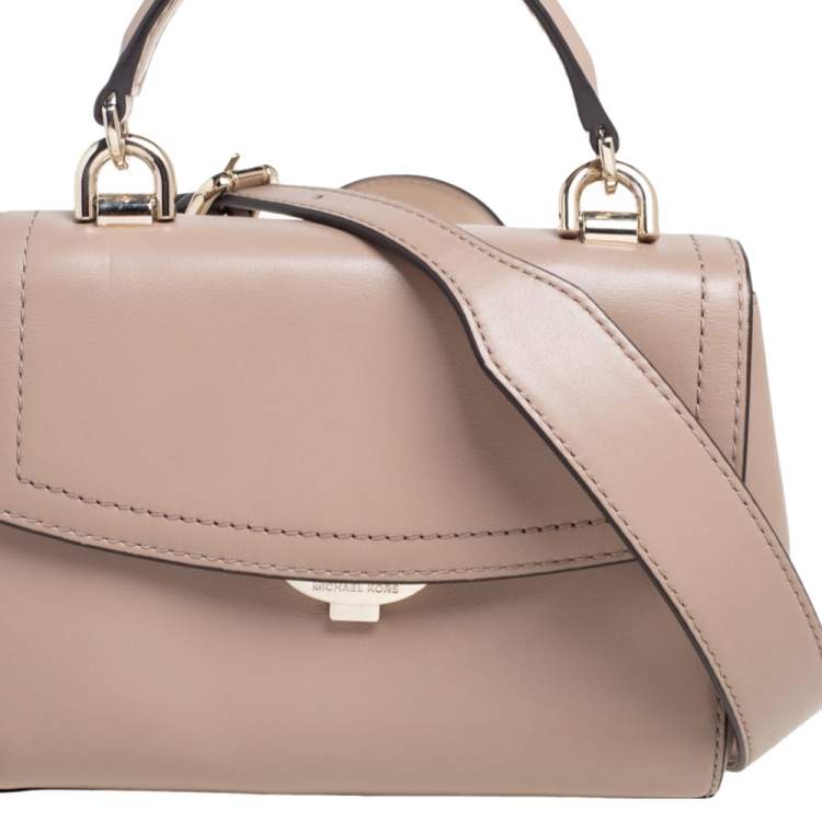 Pre Owned Michael Kors Beige Leather Ava Top Handle Bag