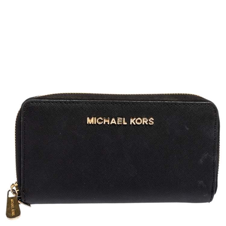 MICHAEL KORS: Michael Jet Set wallet in grained leather - Black