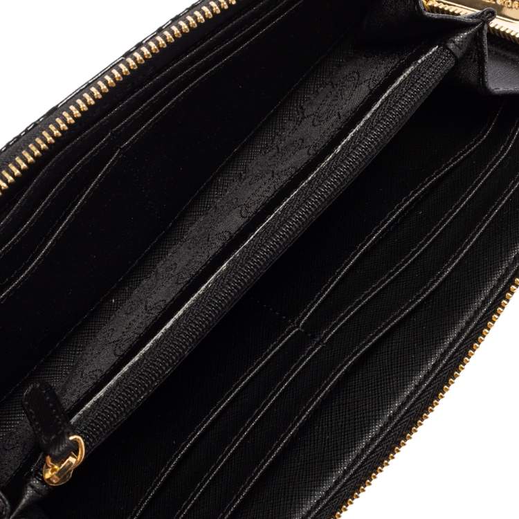 Michael Kors Black Glossy Python Embossed Leather Jet Set Zip Around Wallet  Michael Kors | TLC