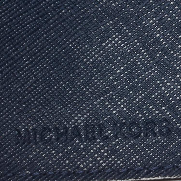 Pre Owned Michael Kors Blue Leather Multifunction Jet Set Travel Wallet