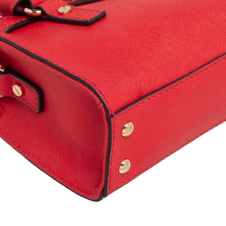 Pre Owned Michael Kors Red Saffiano Leather Mini Hamilton Crossbody Bag