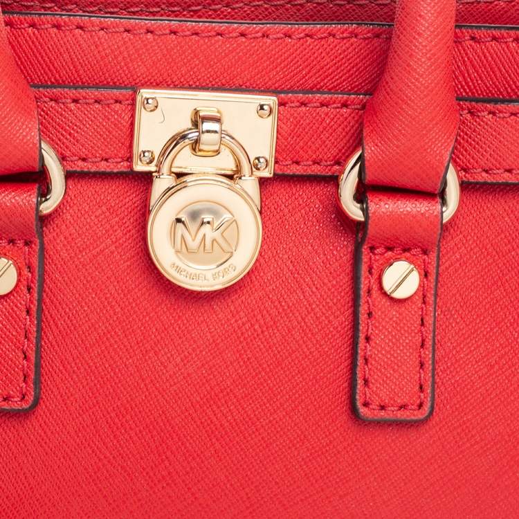 Pre Owned Michael Kors Red Saffiano Leather Mini Hamilton Crossbody Bag