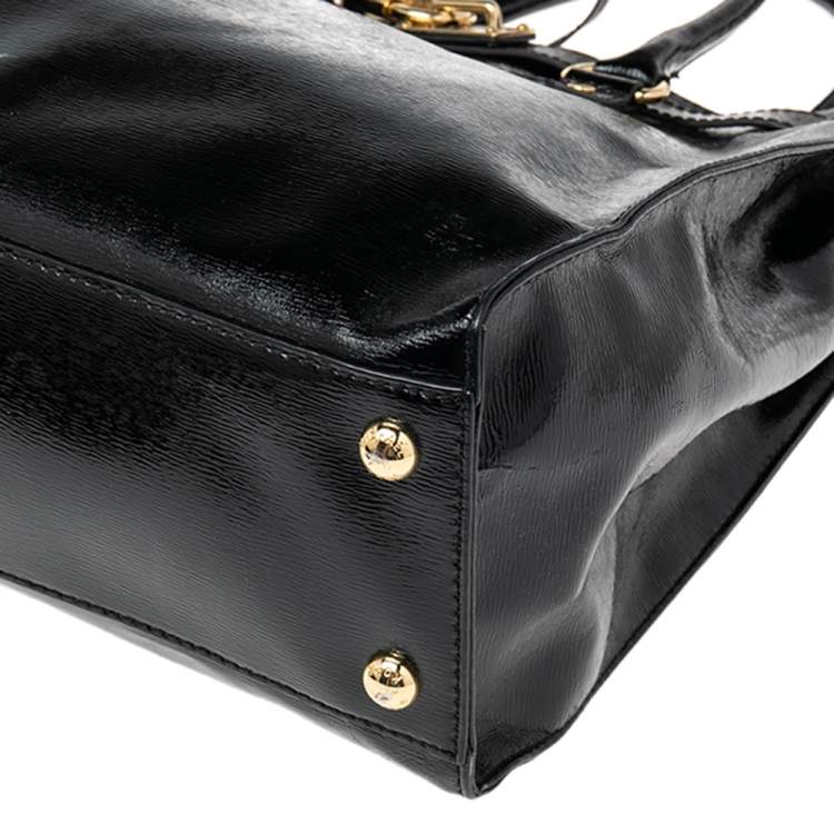 Pre Owned MICHAEL Michael Kors Black Patent Leather Large Hamilton North South Tote