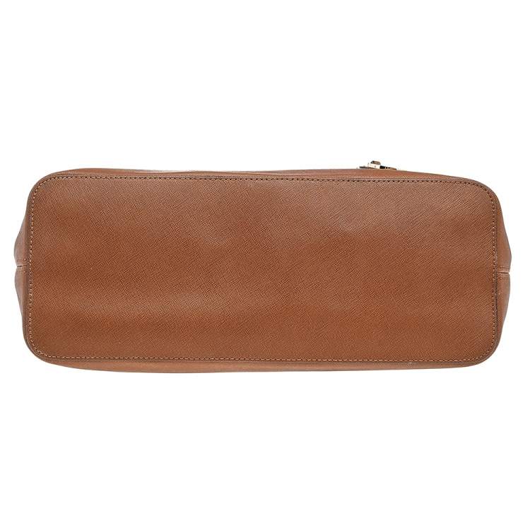 Pre Owned Michael Kors Brown Leather Large Jet Set Travel Tote