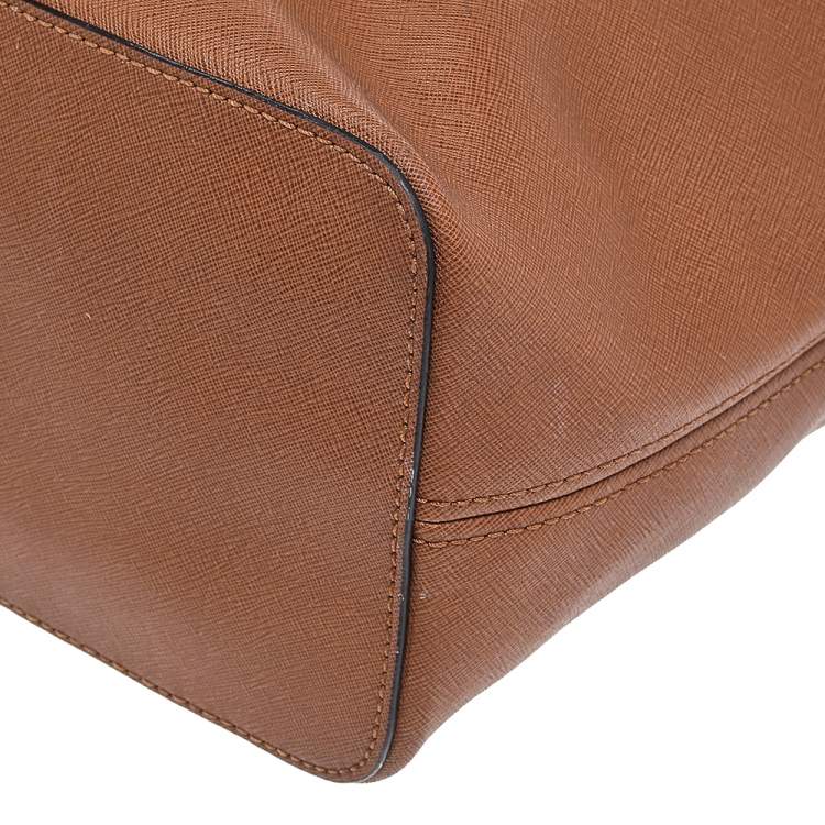 Pre Owned Michael Kors Brown Leather Large Jet Set Travel Tote