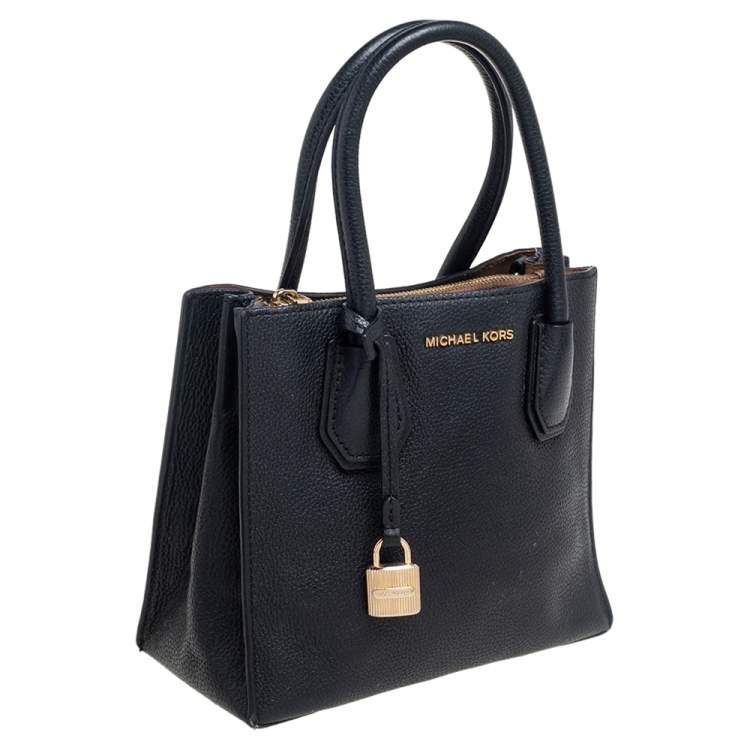 Pre Owned Michael Kors Black Leather Mini Mercer Tote