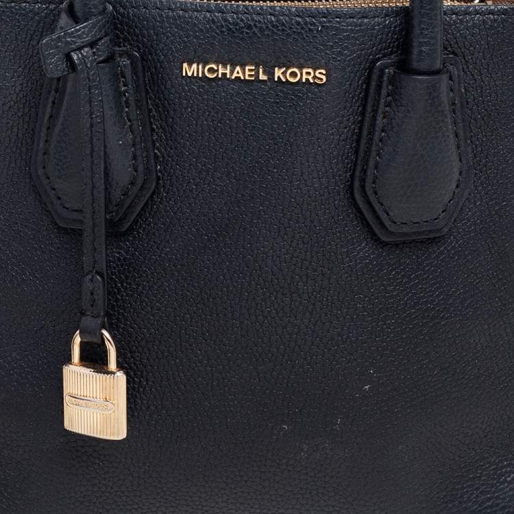 Pre Owned Michael Kors Black Leather Mini Mercer Tote