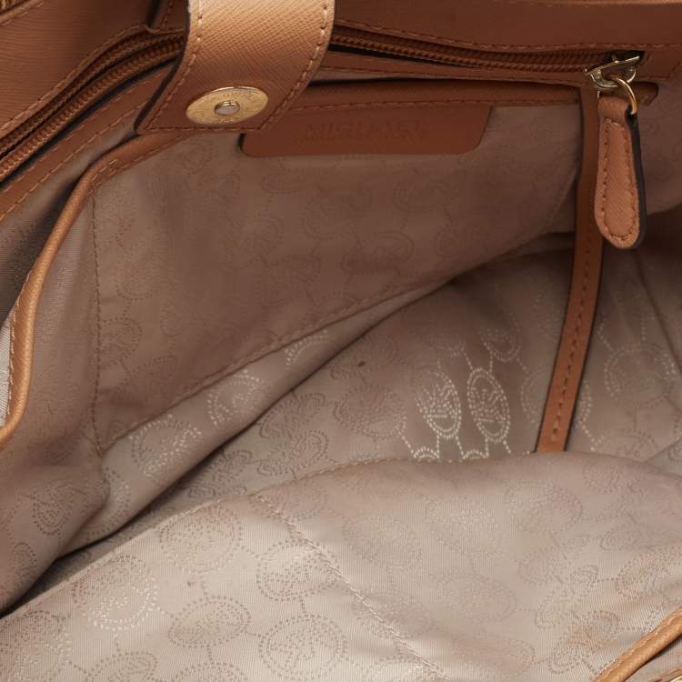 Pre Owned Michael Kors Brown Saffiano Leather Savannah Satchel