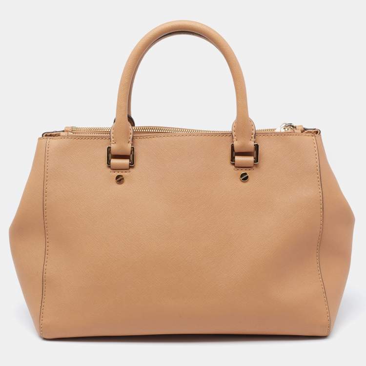 Pre Owned Michael Kors Brown Saffiano Leather Savannah Satchel