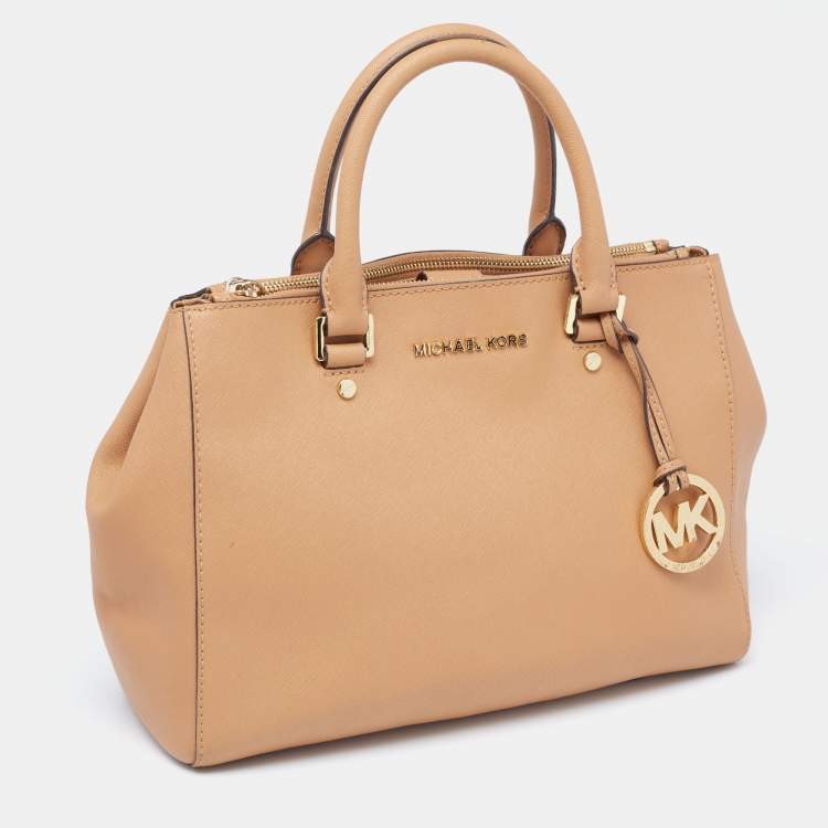 Pre Owned Michael Kors Brown Saffiano Leather Savannah Satchel