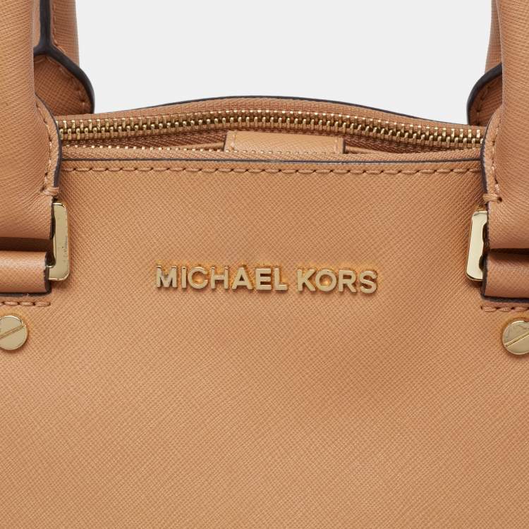 Pre Owned Michael Kors Brown Saffiano Leather Savannah Satchel