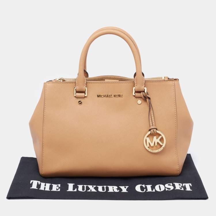 Pre Owned Michael Kors Brown Saffiano Leather Savannah Satchel