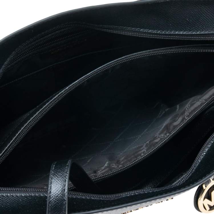 Pre Owned Michael Kors Black Leather Voyager Tote 