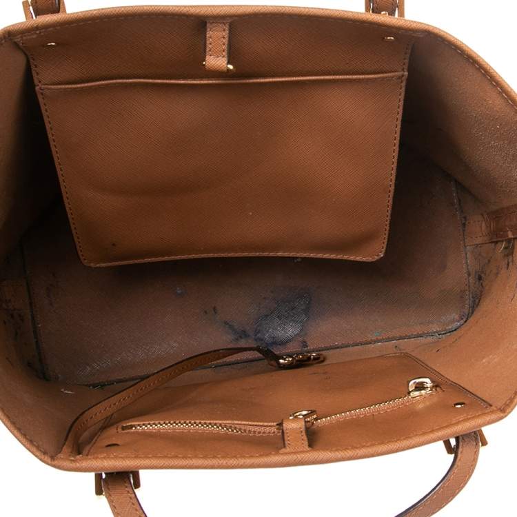 Pre Owned Michael Kors Brown Leather Jet Set Tote