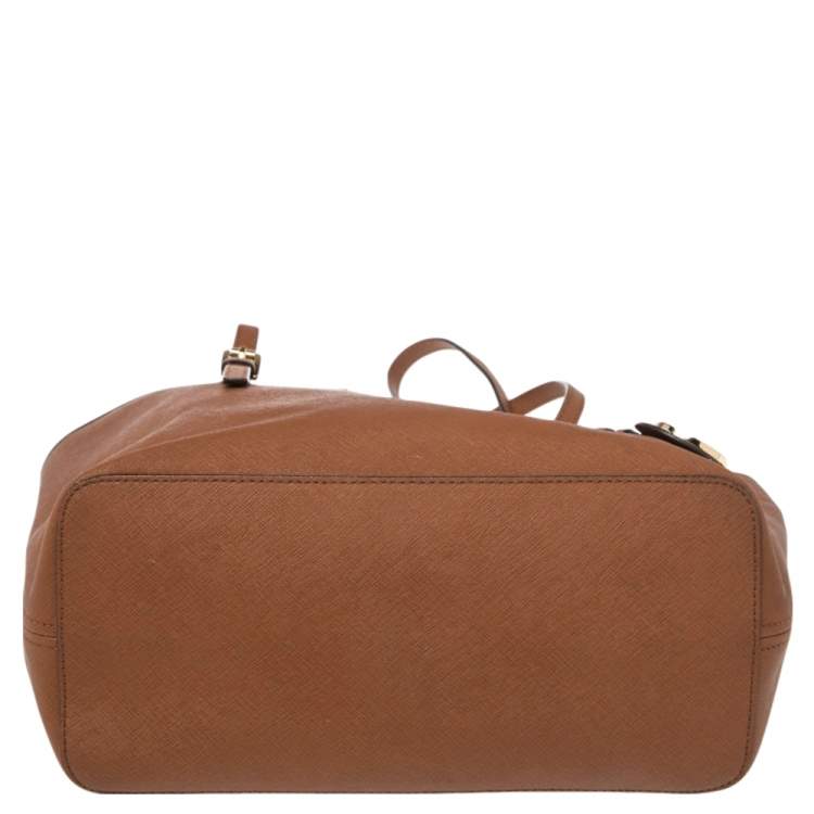 Pre Owned Michael Kors Brown Leather Jet Set Tote